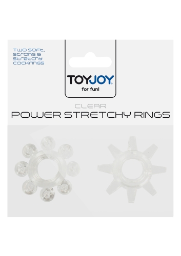 Эрекционные кольца на пенис прозрачного цвета 2 штуки Toy Joy Power stretchy Rings - 1
