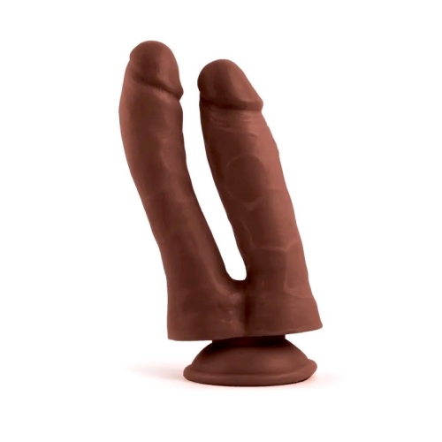 Фаллоимитатор двойной для вагинально-анальной стимуляции на присоске Double Penetrator Mr. Rude 7.3 коричневый - 2