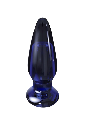 Скляна анальна вібропробка конічної форми синя ToyJoy Buttocks - 1