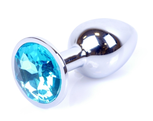Анальная пробка S серебристого цвета с кристаллом голубого цвета BOSS of TOYS Jewellery plug - 2