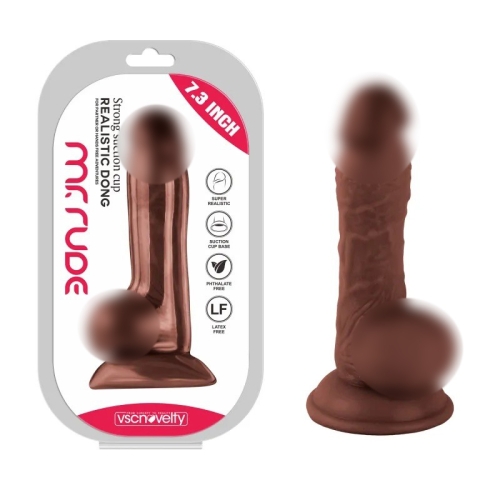 Фаллоимитатор реалистичный на присоске Realistic Dong Brown Mr. Rude 7.3 коричневый - 1
