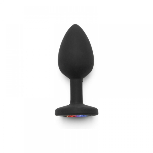 Анальний корок чорного кольору з райдужним камінчиком Toy Joy Rainbow booty jewel Small - 2