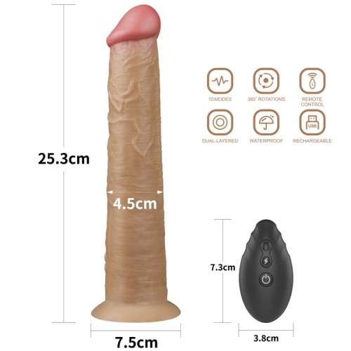 Двухслойный вибратор реалистичный силиконовый вращающийся с присоской Lovetoy - 2