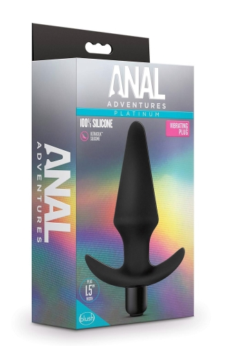 Анальна пробка з вібрацією Blush Anal Adventures 12.7 х 3.8 см чорна - 5