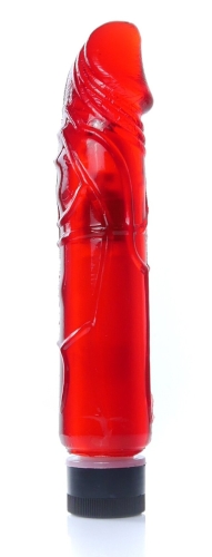 Вибратор реалистичный красный Boss Series Juicy Jelly Multispeed длина 22 см диаметр 4 см - 2