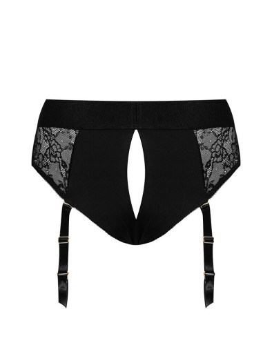 Кружевные трусы для страпона с подвязками для чулок Strap-On-Me DIVA HARNESS размер L - 4