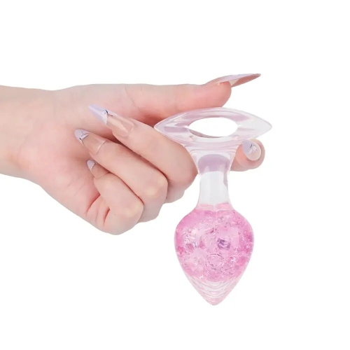 Анальная пробка силиконовая розовая Liebe Seele Heart-shaped Crystal Anal Plug размер Small - 3