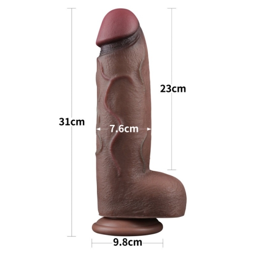 Величезний фалоімітатор реалістичний на присосці коричневого кольору Lovetoy Cock XXL довжина 310 мм - 2