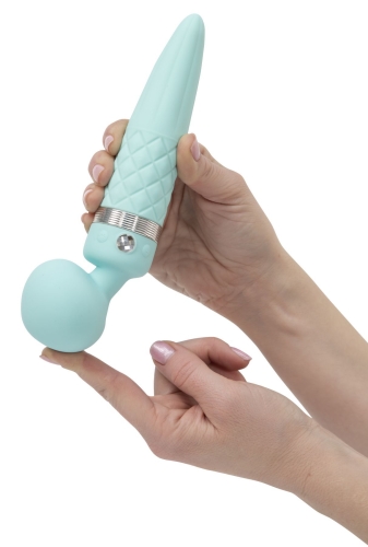 Роскошный вибромассажер с подогревом вибрация и ротация PILLOW TALK - Sultry Teal с кристаллом Сваровски - 6