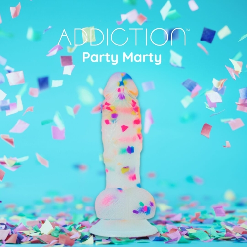 Фалоімітатор 14/3, 8 см з конфетті силіконовий на присоску ADDICTION PARTY MARTY FROST &amp;amp; CONFETTI 19 см - 4