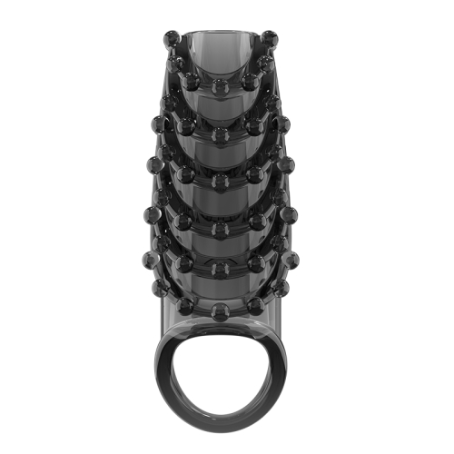 Стимулирующая насадка на член с пупырышками черная Meleon - Lock Beads Locking Sleeve - 2