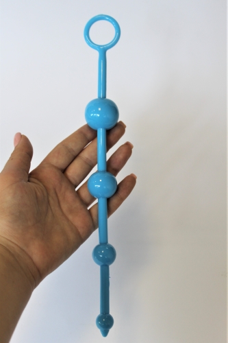 Анальная цепочка силиконовая ANAL STIMULATOR MINI синяя L 23 см D 3/2/1,5 см - 3
