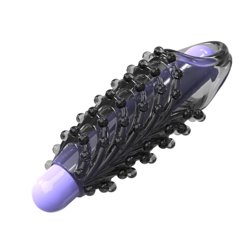 Стимулирующая насадка на член с пупырышками черная Meleon - Lock Beads Locking Sleeve - 8