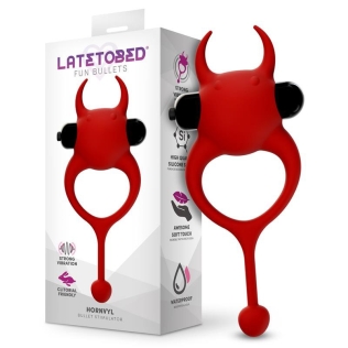 Эрекционное виброкольцо на член красное Latetobed Hornvyl Vibrating Bullet Devil