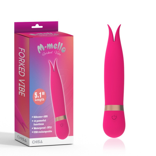 Вібратор для стимуляції клітора рожевого кольору Chisa Forked Vibe - 1