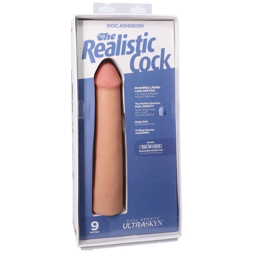 Фалоімітатор реалістичний на присосці тілесний Doc Johnson The Realistic Cock ULTRASKYN - 9 Inch Vanilla - 8