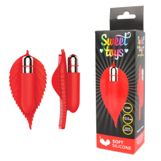 Вібратор силіконовий для клітора з відростками SWEET TOYS Червоний L 12,5 см ширина 6 см зі знімною вібропулею