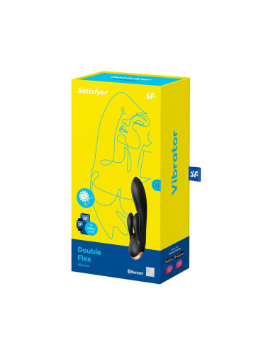 Вибратор кролик со стимуляцией зоны G и клиторальным отростком черный Satisfyer Double Flex - 4