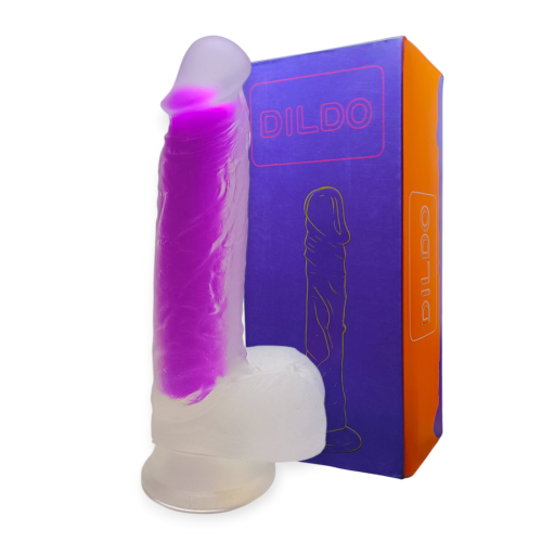 Фаллоимитатор реалистичный на присоске полупрозрачный фиолетовый Cottelli Collection Purple firefly - 4