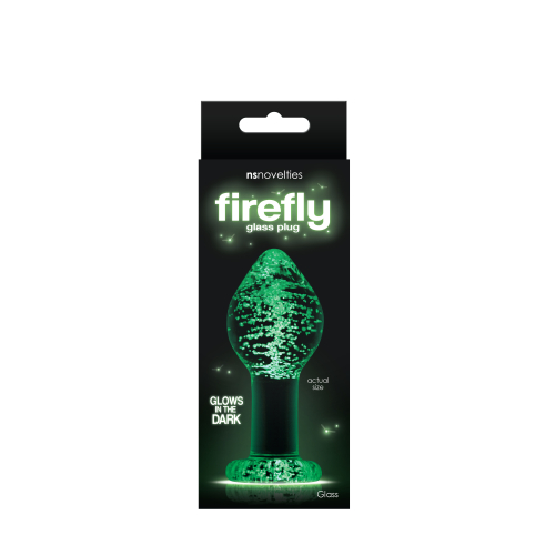 Анальна скляна пробка прозорого кольору що світиться NS Novelties Firefly glass plug large - 2