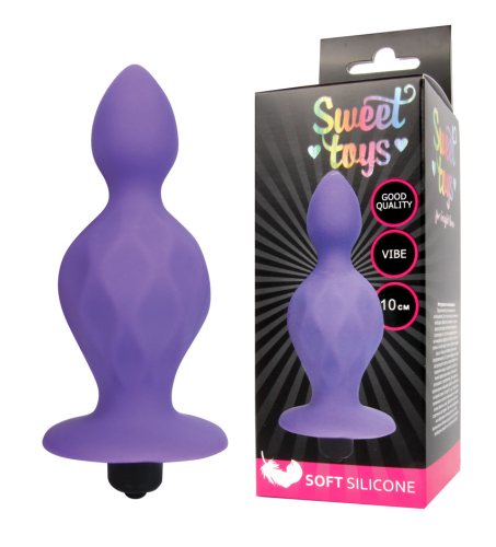 Втулка анальна з вібрацією Sweet Toys L 100 мм D 25x45 мм, Колір Фіолетовий - 4
