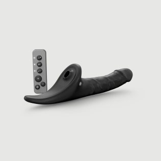 Вибронасадка реалистичная для страпона с вакуумной стимуляцией черная Strap-On-Me Multi Orgasm Realistic Dildo размер XL
