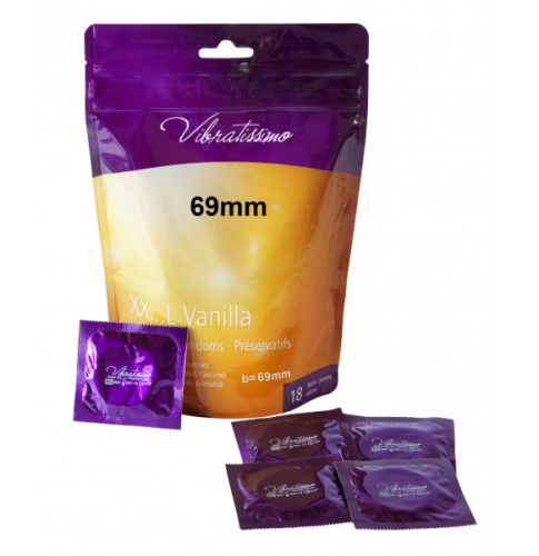 Презервативы увеличенного размера с приятным ароматом ванили Vibratissimo XX ... L Vanilla 69 мм 18 штук - 1