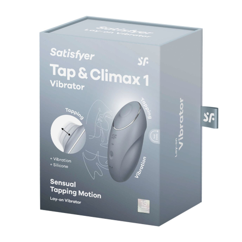Клиторальный стимулятор синего цвета Satisfyer Tap &amp;amp; Climax 1 - 8
