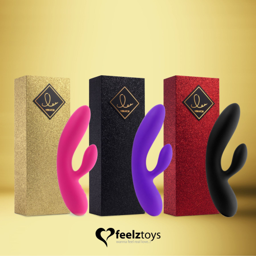 Кролик вібратор з відростком для клітора з двома моторами чорний FeelzToys Lea Rabbit Vibrator - 7