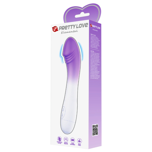Вібратор для точки G ребристий біло-фіолетовий Lybaile Pretty Love Elemental Vibrator - 10