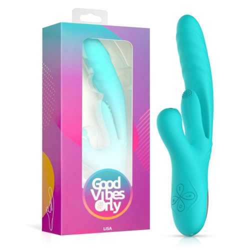 Вібратор кролик для точки G та клітора зелений Good Vibes Only Lisa Thrusting Rabbit Vibrator with G-Spot - 8