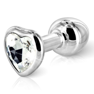 Анальная пробка со стразом Diogol ANNI form heart silver 35мм