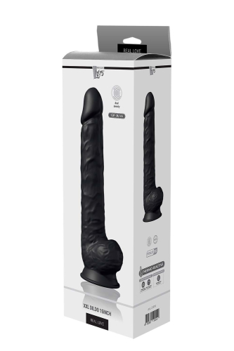 Фаллоимитатор гигантский реалистичный с мошонкой на присоске черный Dreamtoys Real Love - 5
