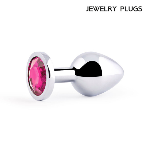 Срібна анальна пробка з металу Anal Jewelry Plug з рубіновим кристалом L 82 мм d 34 мм Вага 90г - 2