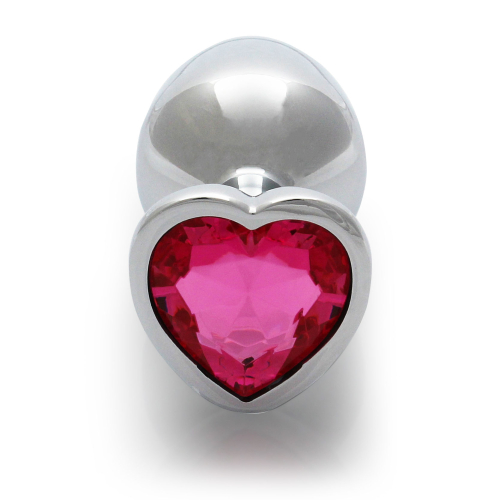 Металевий анальний затор з рожевим каменем Heart Gem розмір M Ouch! - 3 Металевий анальний затор з рожевим каменем Heart Gem розмір M Ouch! - 3