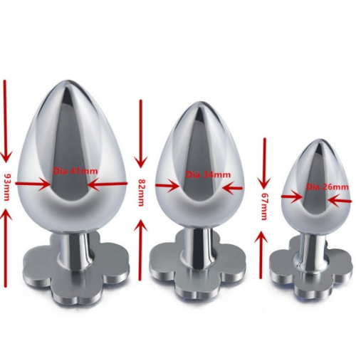 Анальная пробка из металла с зеленым камнем Metal Clover Butt Plug Jewelry Medium - 2