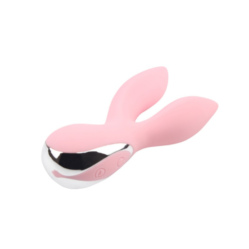 Розовый двойной вибратор для мастурбации Light Pink Oh My Rabbit - 3