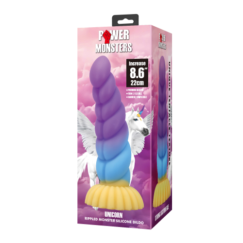 Фаллоимитатор силиконовый на присоске разноцветный Baile Power Monsters Unicorn - 9