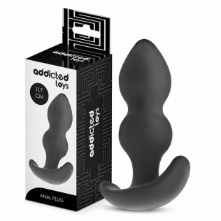Анальный стимулятор рельефный силиконовый черный Addicted Toys Anal Balls Plug Silicone