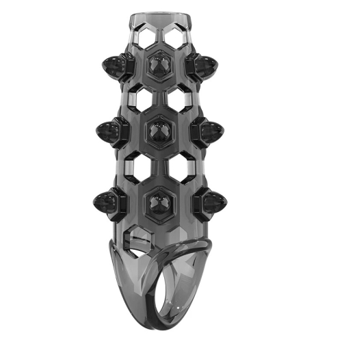 Насадка на пенис с шипами и кольцом для стимуляции черная MELEON Stinger Locking Sleeve - 2