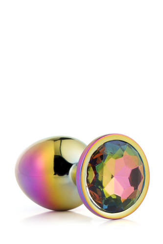 Анальная пробка радужная с радужным камнем 8,3 х 3,4 см Dream Toys Gleming Love - 4