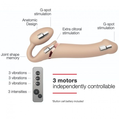 Жіночий вагінальний страпон з вібрацією Strap-On-Me Vibrating Flesh L - 3