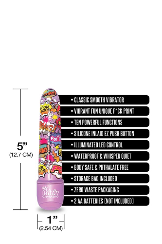 Міні-вібратор з барвистим принтом Global Novelties Prints Charming Pop Tease - 3