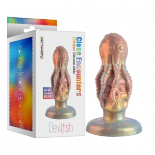 Фаллоимитатор в виде пришельца силиконовый разноцветный Vscnovelty Glitter Silicone Dildo Devilfish
