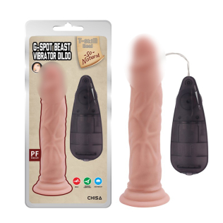 Вібратор реалістичний на присосці та пультом G-spot Beast Vibrator Dildo Flesh тілесний