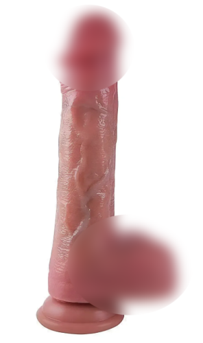 Фаллоимитатор реалистичный с мошонкой на присоске силиконовый телесный OYO - Dildo Double Layer Silicone YQW-022 - 1