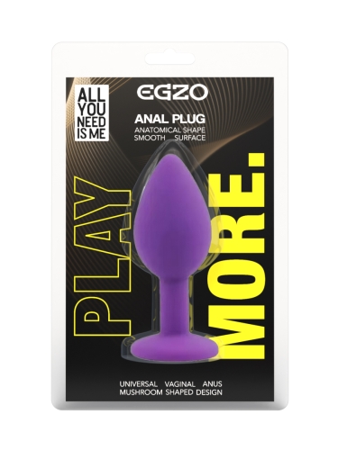 Силіконова фіолетова анальна пробка з малиновим кристалом EGZO Silicone Round Plug розмір S - 4
