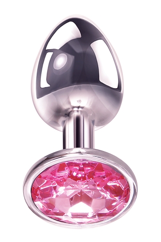 Анальная пробка металлическая серебристого цвета с розовым камешком Adam &amp;amp; Eve Anal plug small - 4