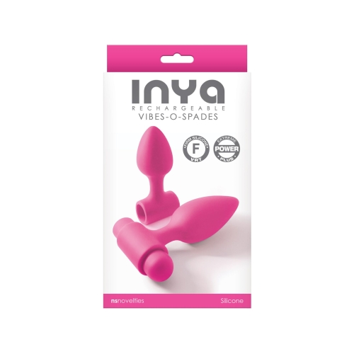 Анальные вибропробки розового цвета NS Novelties INYA - Vibe-O-Spades комплект из 2 плагов с встроенным вибратором - 2