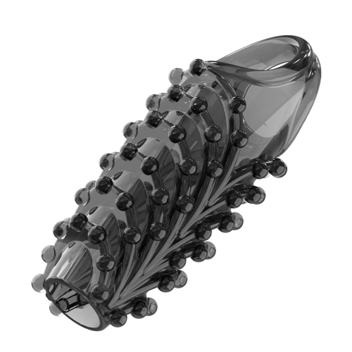 Стимулирующая насадка на член с пупырышками черная Meleon - Lock Beads Locking Sleeve - 7
